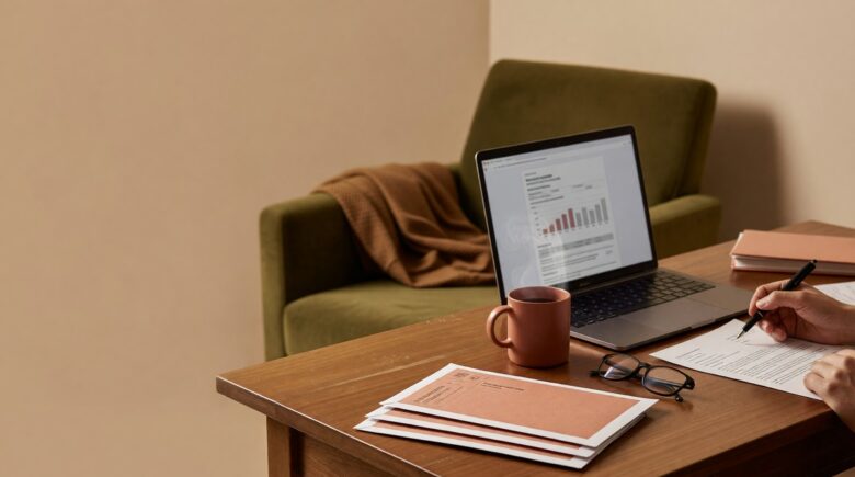 Person reviewing credit report on laptop and preparing a dispute letter