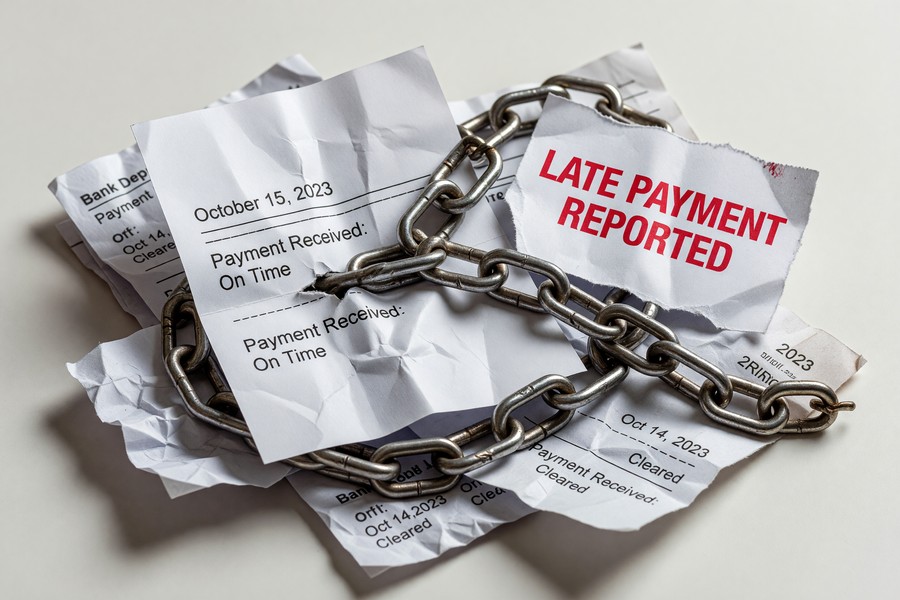 Side-by-side comparison of a credit report with errors highlighted in red versus a corrected version