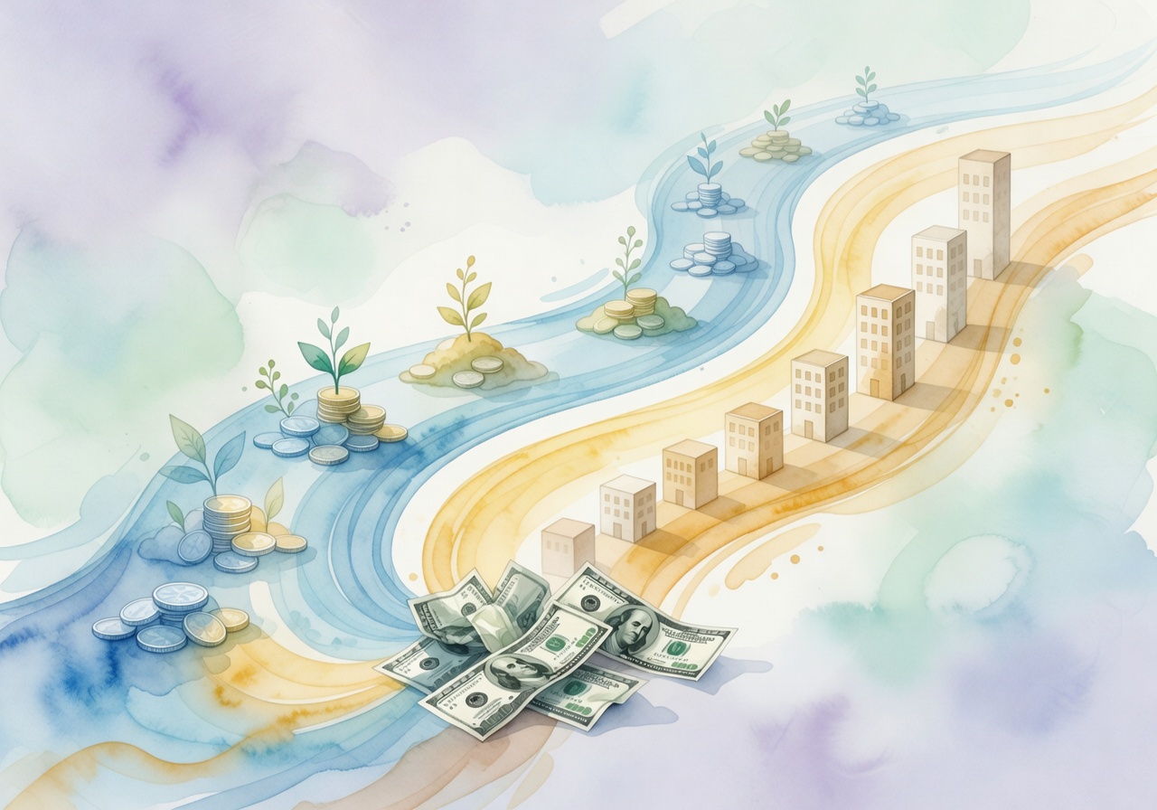 Infographic showing credit-builder loan steps and credit score improvement over time