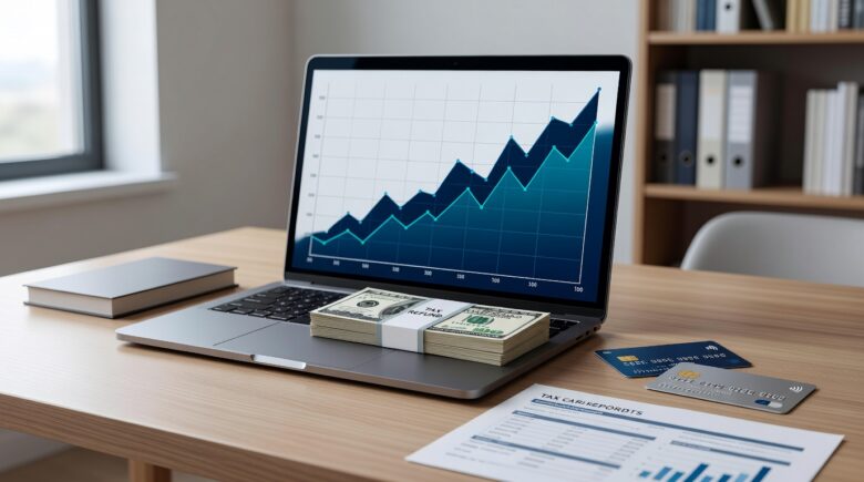 Person using tax refund check to build credit score in 2026