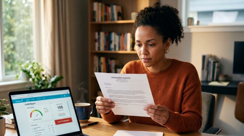 Person writing a 609 dispute letter to challenge credit report errors