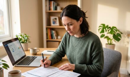 Person reviewing a credit report with a charge-off account highlighted