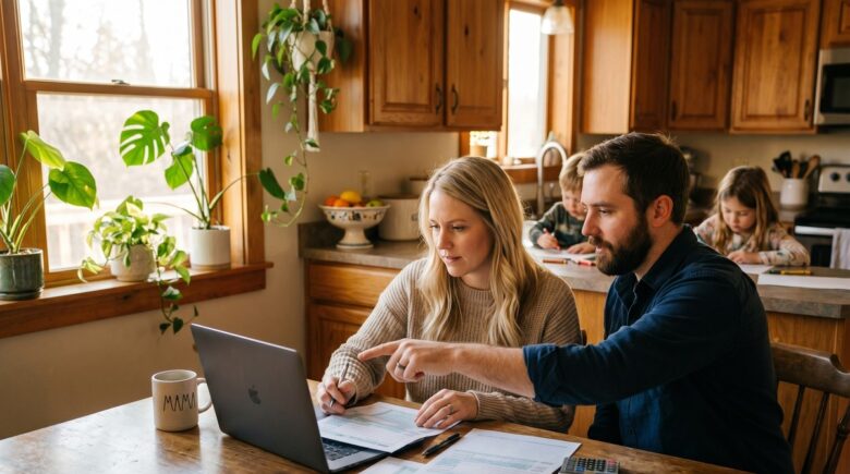 Parent and child reviewing child tax credit income limits and eligibility rules on a laptop