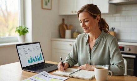 Person reviewing credit report and financial documents after divorce to begin credit repair recovery