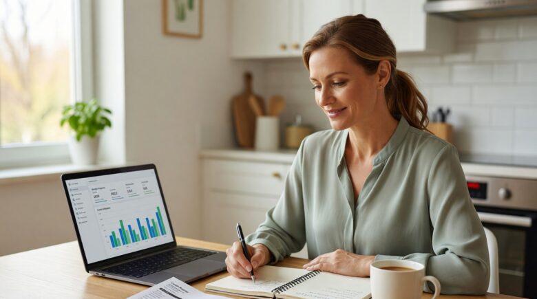 Person reviewing credit report and financial documents after divorce to begin credit repair recovery