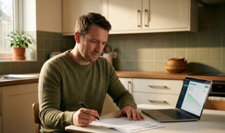 Person reviewing credit report after debt settlement agreement