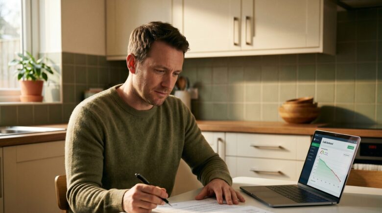 Person reviewing credit report after debt settlement agreement