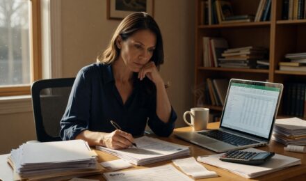 Person reviewing tax documents to avoid an IRS audit