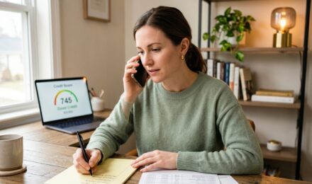 Person reviewing credit report and writing a pay for delete negotiation letter to a creditor