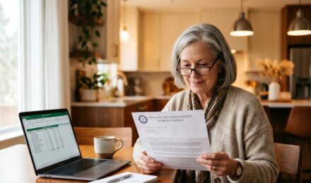 Senior couple reviewing Social Security benefits statements for 2026