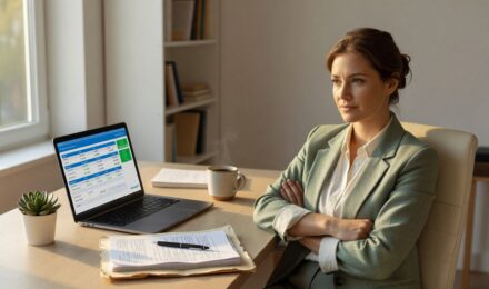 Person comparing tax professional services versus tax software on a laptop