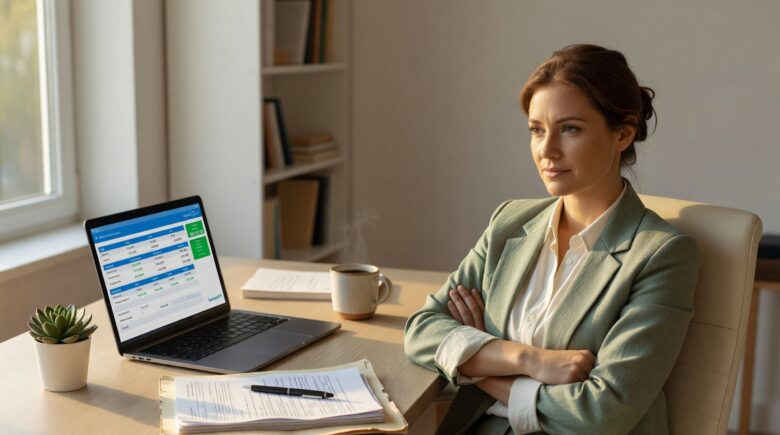 Person comparing tax professional services versus tax software on a laptop
