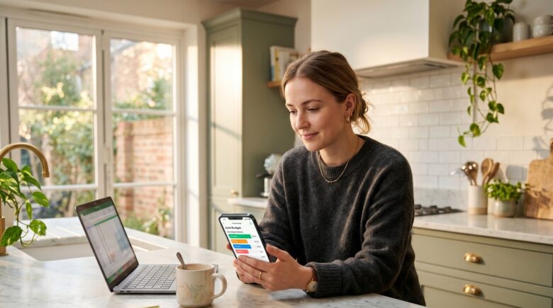 Person using a budgeting app on smartphone as a cash envelope system alternative