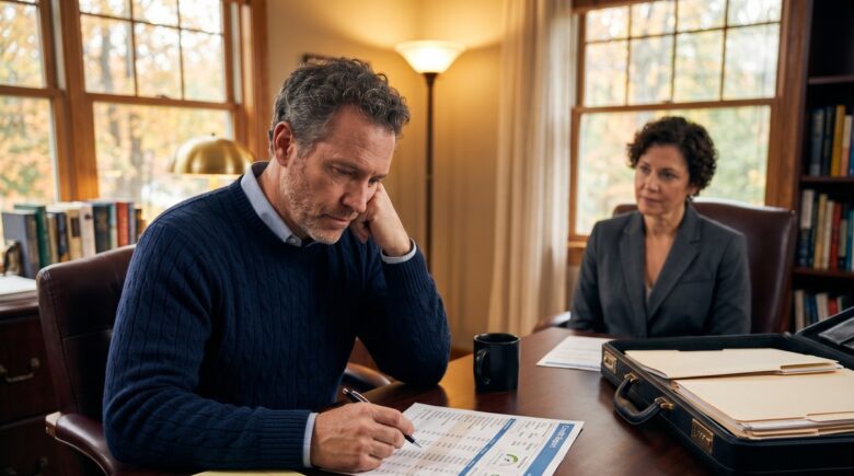 Person comparing credit repair lawyer services versus DIY credit repair options at a desk