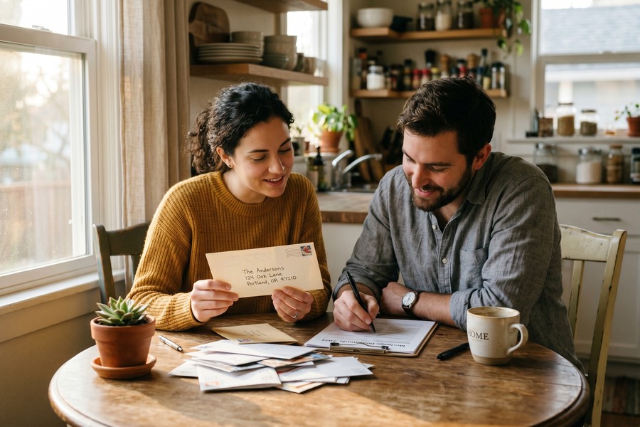 Infographic showing which post-marriage financial changes affect credit reports and which do not