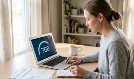 Side-by-side comparison of Experian Boost and UltraFICO credit score programs on a laptop screen
