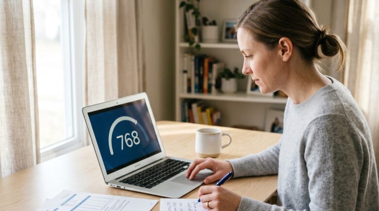 Side-by-side comparison of Experian Boost and UltraFICO credit score programs on a laptop screen