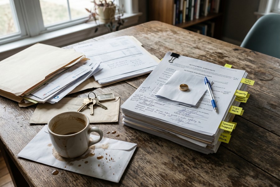 A financial planner reviewing retirement projections with a client at a desk with charts