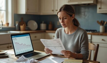 Person reviewing credit report affected by medical debt collection