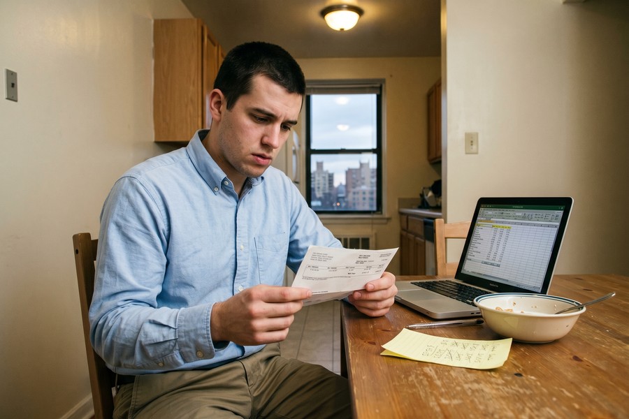 Side-by-side comparison of gross salary versus net take-home pay after taxes and deductions