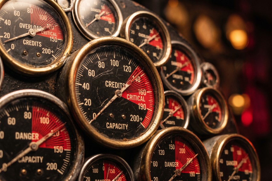 Two credit score gauges side by side representing individual spousal credit reports