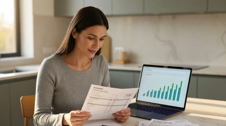 Person reviewing credit report after medical debt collection to rebuild credit