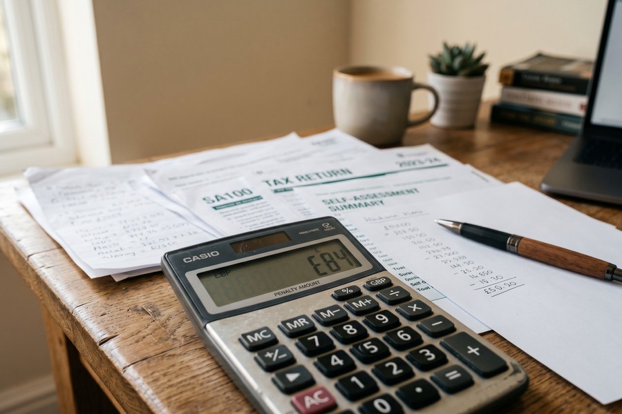 Visual breakdown of IRS quarterly underpayment penalty calculation on a $22,000 tax bill