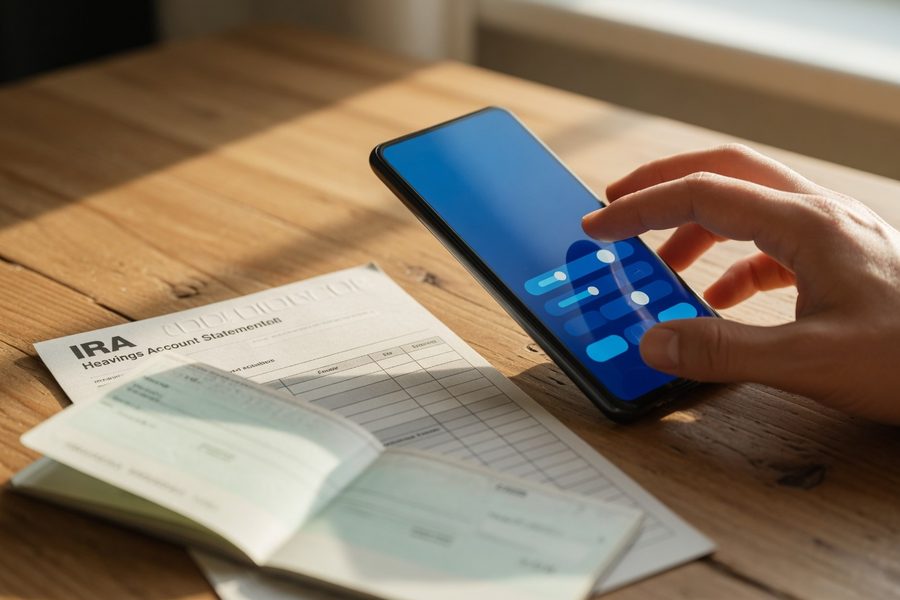 A smartphone screen showing a gig‑platform payout split into an investment account and a checking account