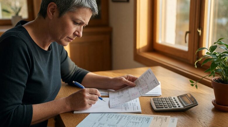Calculator and bank statement showing hidden recurring charges and subscription costs draining household budget