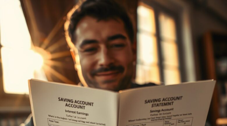 Calculator and savings account statement showing tax on interest earnings from emergency fund
