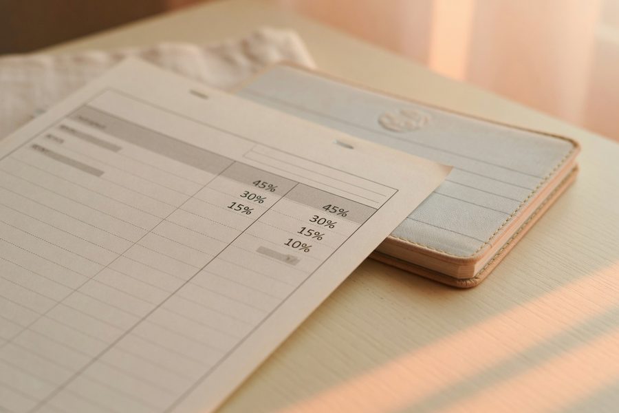 Smartphone screen showing split direct deposit setup with percentage allocation.