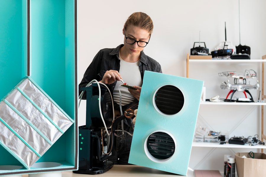 A person comparing new vs. refurbished price tags