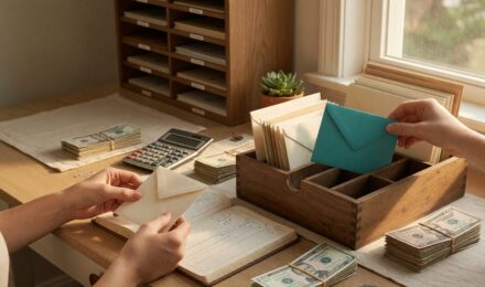 Person tracking monthly savings goals for large irregular expenses using sinking funds method
