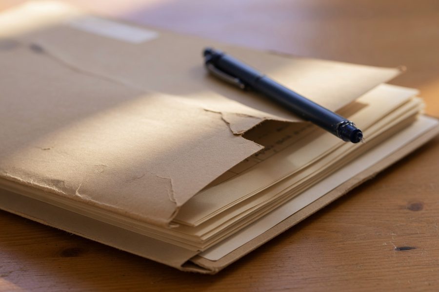 Veteran organizing loan documents and explanation letters