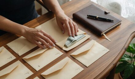 Person planning monthly budget with zero-based budgeting method, allocating every dollar to a specific expense or savings category