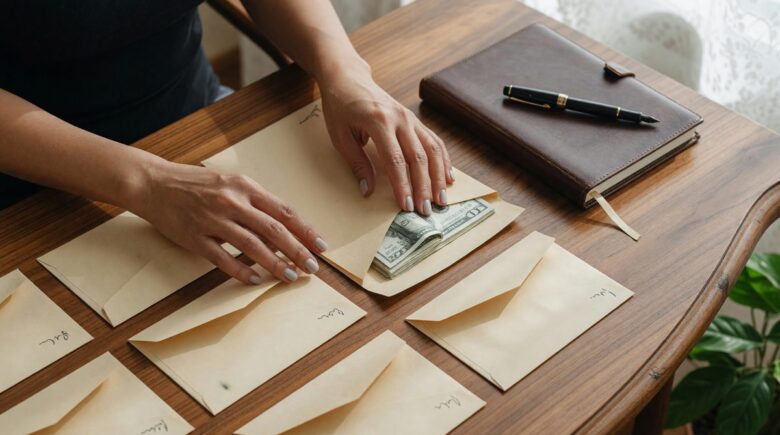 Person planning monthly budget with zero-based budgeting method, allocating every dollar to a specific expense or savings category